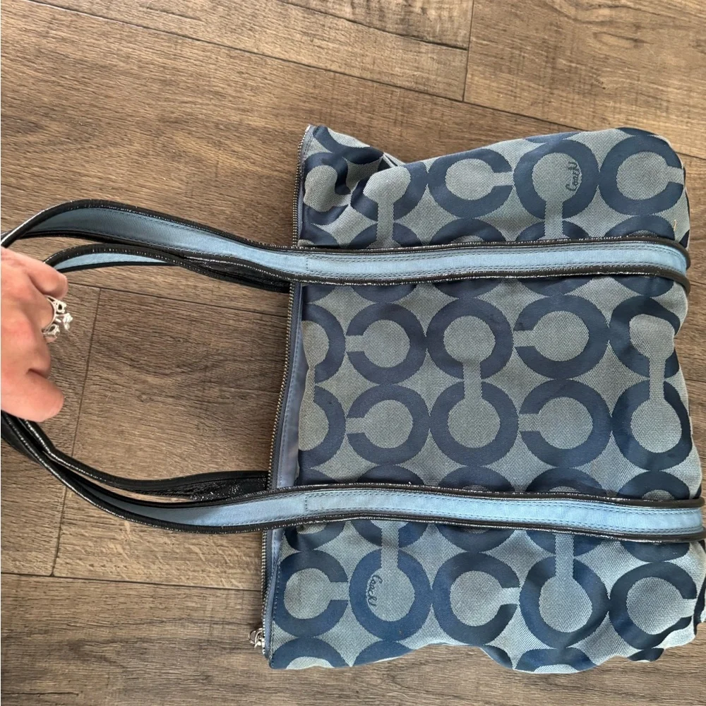 Coach Navy and Gray Signature Tote - Picture 2 of 5